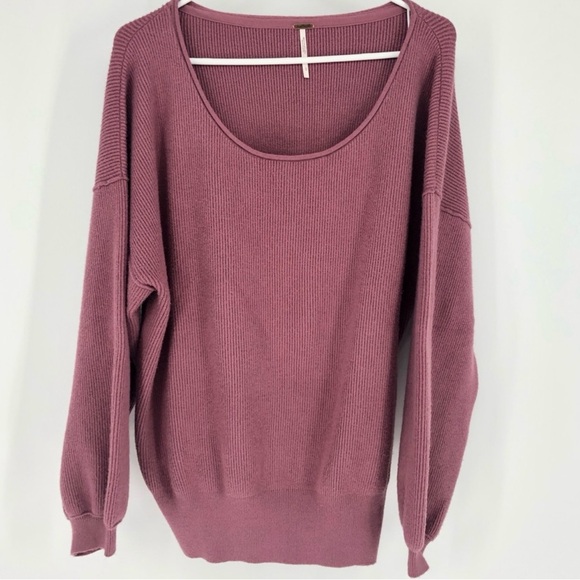 FREE PEOPLE MAUVE SHADOW OVERSIZED SWEATER LARGE - Picture 4 of 10